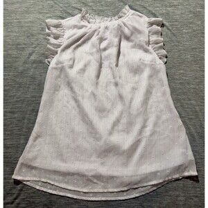 A LOVE STORY Blouse Sleeveless Lined White Glitter Ruffle Size PS NWOT Romantic